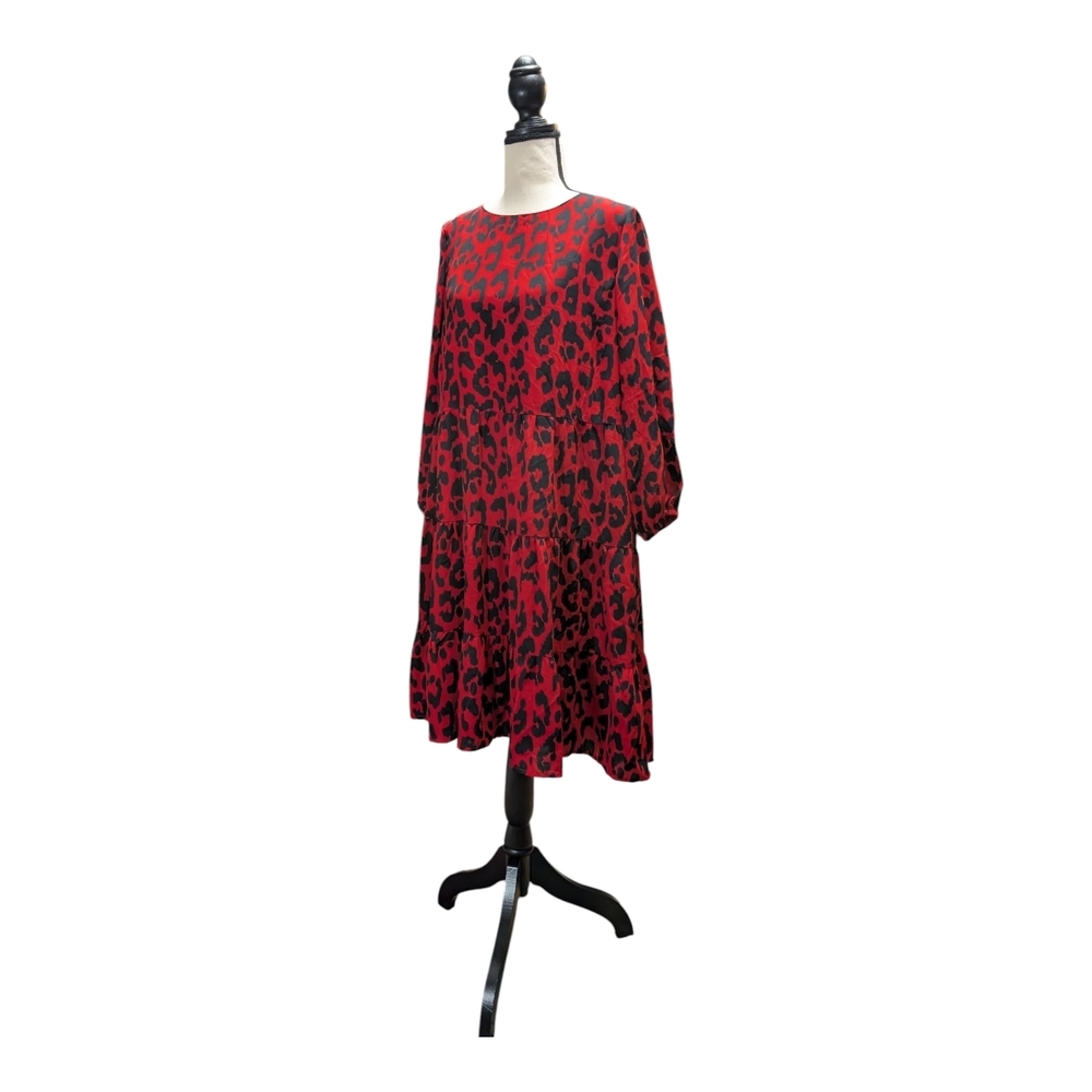 NWT New York & Company Red and Black Long Sleeve Dress